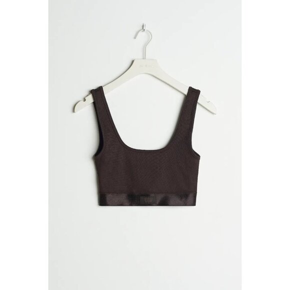 GINA TRICOT Connie Ribbed Athletic Tank in Brown, Size Small - Picture 3 of 9